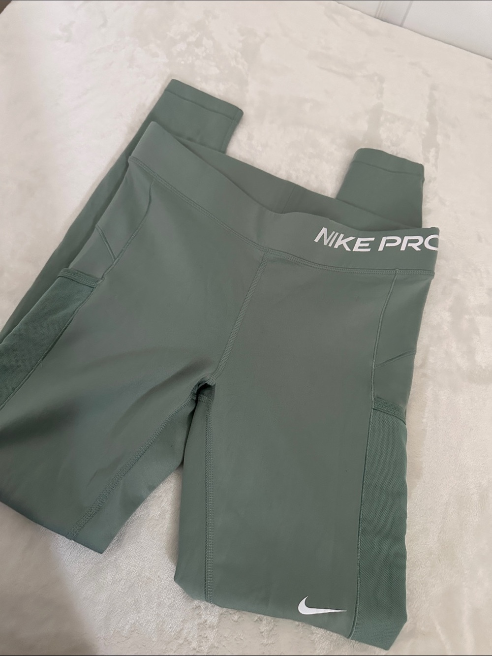 Nike Pro Therma Fit Sage Green with Side Mesh Panels - Picture 2 of 7